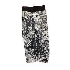 LOFT Navy White Floral Yoga Waist Pants Coastal Grandma Small European Style